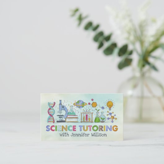Science Tutoring -先生水彩画 名刺 (スタンド正面)