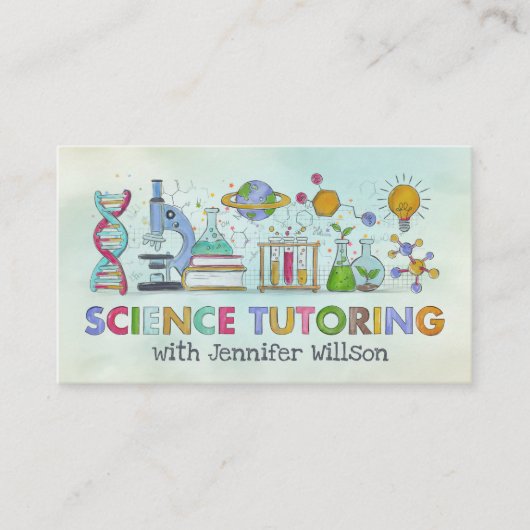 Science Tutoring -先生水彩画 名刺 (正面)