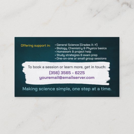 Science Tutoring -先生水彩画 名刺 (裏面)