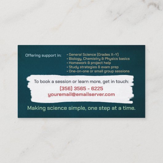 Science Tutoring -先生水彩画 名刺 (裏面)