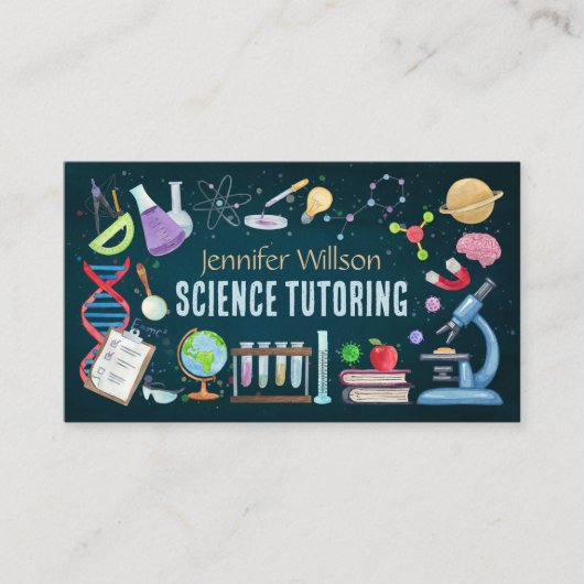 Science Tutoring -先生水彩画 名刺 (正面)