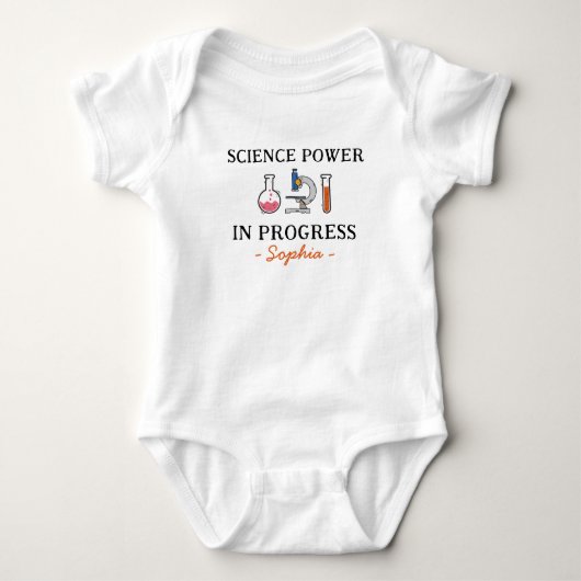 Scientist Baby Shower - Science Power in Progress ベビーボディスーツ (正面)