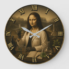 Scientist Funny Mona Lisa Science Lab Gift ラージ壁時計