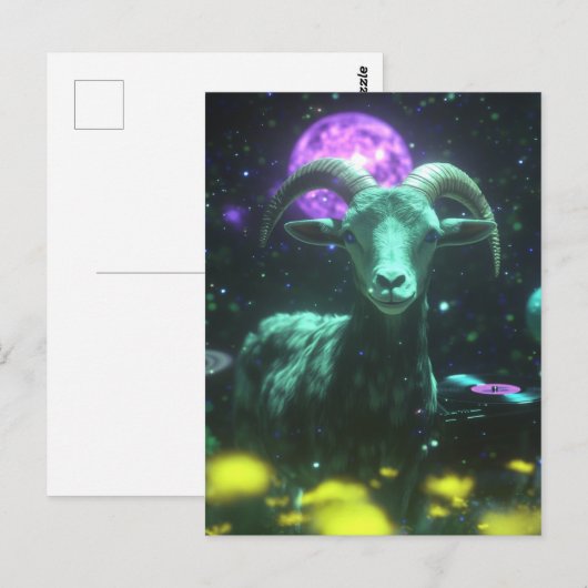 Scifi Goat in Space Fantasy ポストカード (正面/裏面)