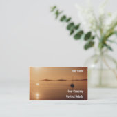 Scillyの島の日没のコーンウォール平和なイギリスカード 名刺 (スタンド正面)