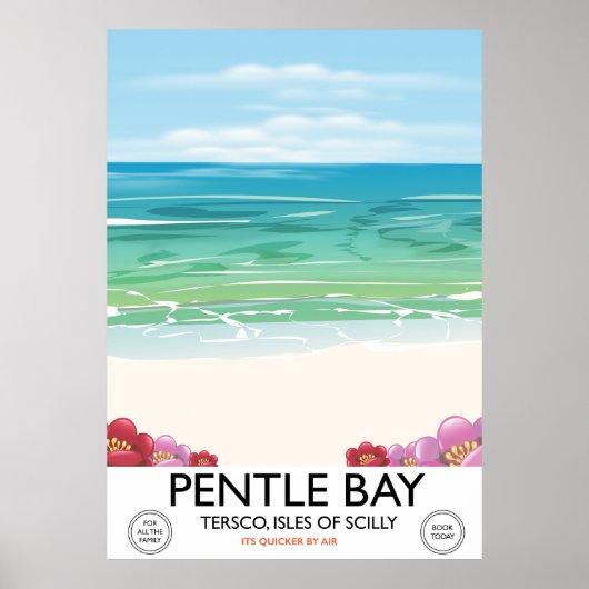 Scilly島，トレスコ， Pentle Bay ポスター (正面)