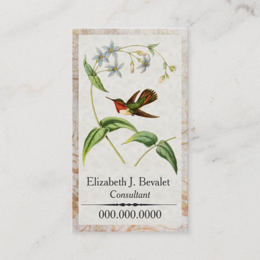 Scintillantハチドリの個人事業カード 名刺 (正面)