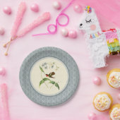 Scintillantハチドリの青いダマスク織の紙皿 ペーパープレート (パーティー)