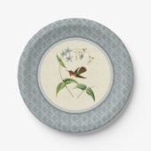Scintillantハチドリの青いダマスク織の紙皿 ペーパープレート (正面)