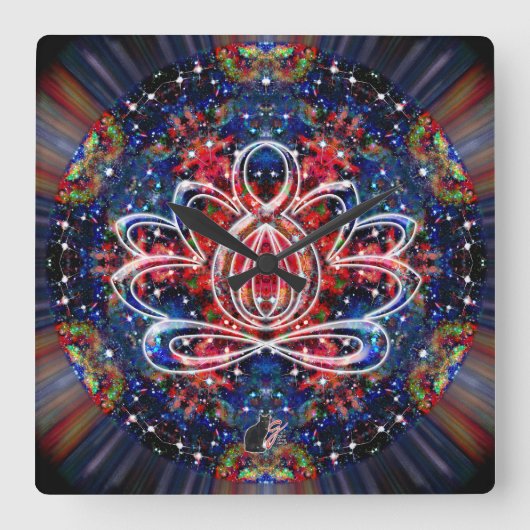 Scintillation Zen Lotus Clock スクエア壁時計 (正面)