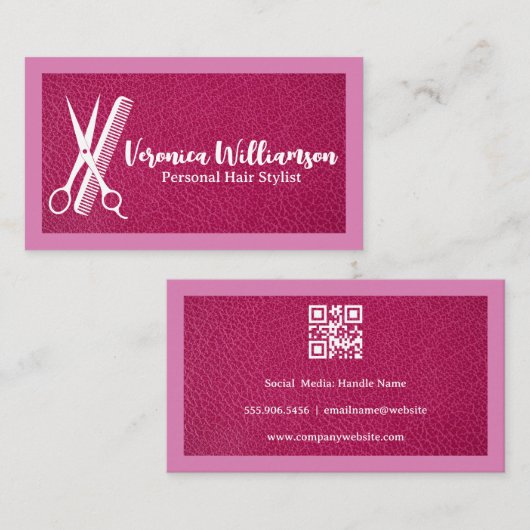 Scissors Comb | Hair Stylist Logo | Leather 名刺 (正面/裏面)