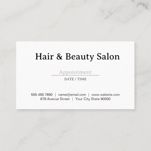 Scissors Comb Logo | Watercolor Background 予約カード (裏面)