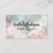 Scissors Comb Logo | Watercolor Background 予約カード (正面)