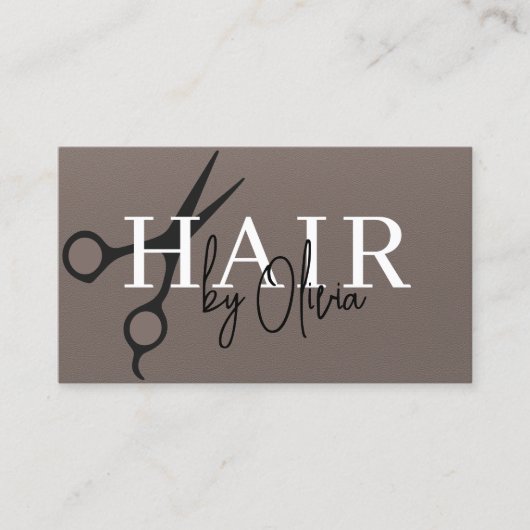 Scissors QR Code Hair Stylist Matte Brown 名刺 (正面)