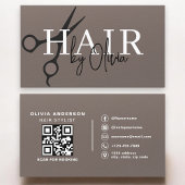 Scissors QR Code Hair Stylist Matte Brown 名刺