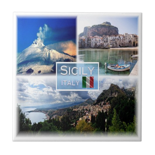 SCL003シチリア島モザイクエトナ・セファル'タオルミーナ タイル (正面)