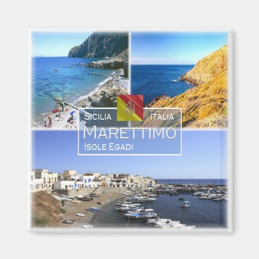 SCL008 MARETTIMO島 – モザイク – シチリア – 冷蔵庫 マグネット (正面)