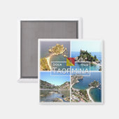 SCL017 TAORMINA Isola Bella,モザイク,シチリア冷蔵庫 マグネット (正面/裏面)