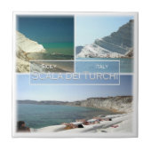 SCL022 SCALA DEI TURCHI，モザイク，シチリア， タイル (正面)