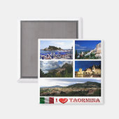 SCL059 TAORMINA、私は愛、モザイクシチリア、冷蔵庫 マグネット (正面/裏面)