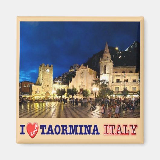 SCL060 TAORMINA by Night - I Love -冷蔵庫 マグネット (正面)