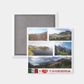 SCL062 TAORMINA I Love – モザイク – シチリア – 冷蔵庫 マグネット (正面/裏面)