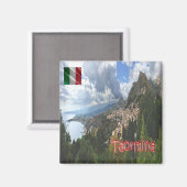 SCL066タオルミーナ、空中表示、シチリア、冷蔵庫 マグネット (正面/裏面)