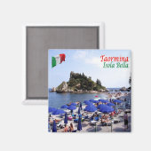 SCL067 TAORMINA、Isola Bella、シチリア、冷蔵庫 マグネット (正面/裏面)