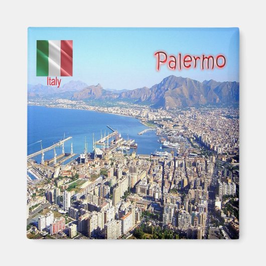 SCL074パレルモ、シチリア、イタリア、冷蔵庫 マグネット (正面)