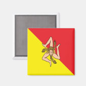 SCL082シチリア国旗、シチリア、イタリア、冷蔵庫 マグネット (正面/裏面)