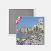 SCL083 CEFALU' -ビーチ – シチリア – イタリア – 冷蔵庫 マグネット (正面/裏面)