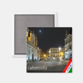 SCL091 CALTANISSETTA, Piazza Garibaldi,冷蔵庫 マグネット (正面/裏面)