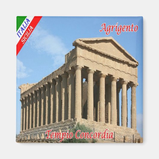 SCL092 AGRIGENTO、コンコルディアの神殿、冷蔵庫 マグネット (正面)