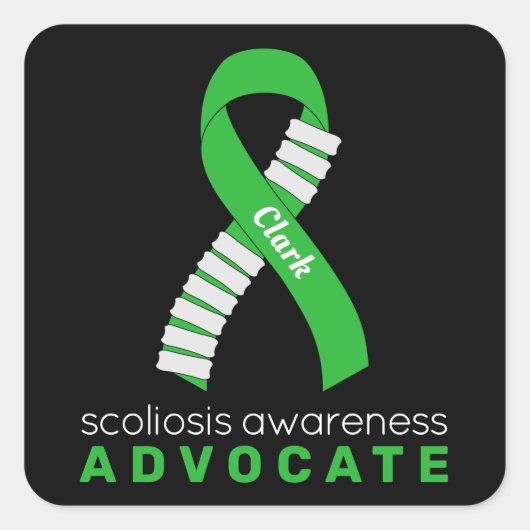Scoliosis Advocate Black Squareステッカー スクエアシール (正面)