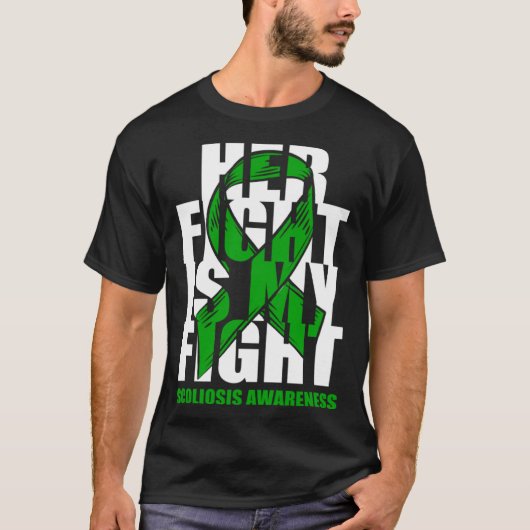 Scoliosis Awareness Month June Green Ribbon Her Fi Tシャツ (正面)