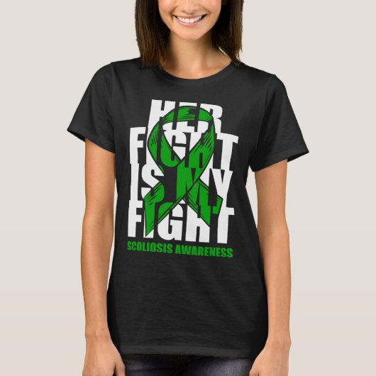 Scoliosis Awareness Month June Green Ribbon Her Fi Tシャツ (正面)