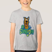Scooby-Dooの足のプリントのキャラクターのバッジ トライブレンドＴシャツ (正面)