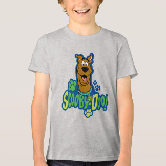 Scooby-Dooの足のプリントのキャラクターのバッジ トライブレンドＴシャツ