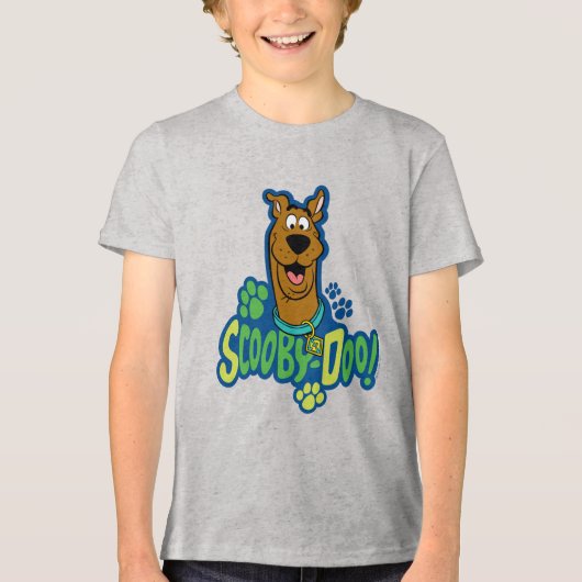 Scooby-Dooの足のプリントのキャラクターのバッジ トライブレンドTシャツ (正面)