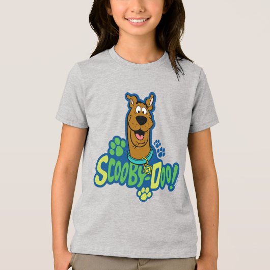 Scooby-Dooの足のプリントのキャラクターのバッジ トライブレンドTシャツ (正面)