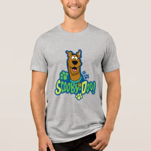 Scooby-Dooの足のプリントのキャラクターのバッジ トライブレンドＴシャツ
