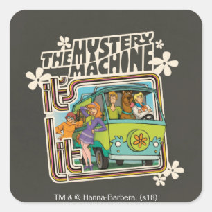 Scooby-Doo の"それにLit"がミステリー機械グラフィックあります スクエアシール