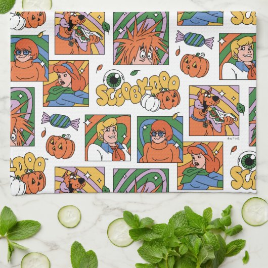Scooby-Doo Halloween Photos Pattern キッチンタオル (折り畳み)