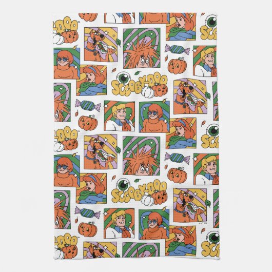 Scooby-Doo Halloween Photos Pattern キッチンタオル (縦)