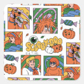 Scooby-Doo Halloween Photos Pattern スクエアシール (正面)