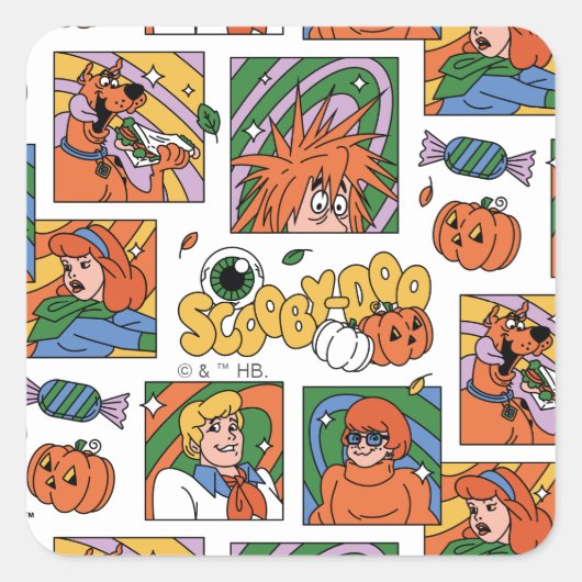 Scooby-Doo Halloween Photos Pattern スクエアシール (正面)