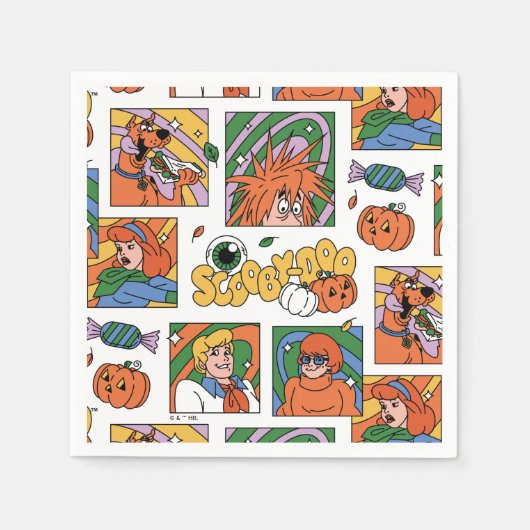 Scooby-Doo Halloween Photos Pattern スタンダードカクテルナプキン (正面)