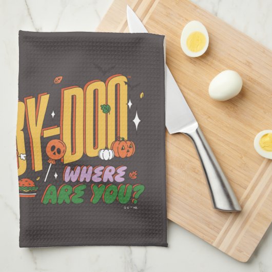Scooby-Doo Halloween Snack Logo キッチンタオル (四つ折り)