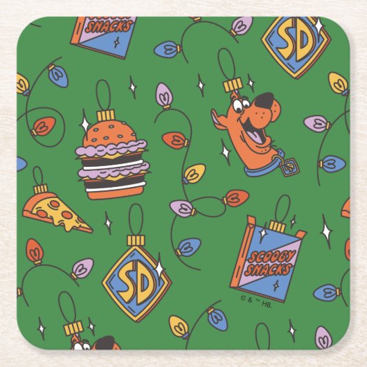 Scooby-Doo Holiday Snack Lights Pattern スクエアペーパーコースター (正面)