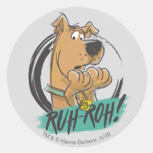 Scooby-Doo "Ruh Roh!" マーカーのスケッチ ラウンドシール
